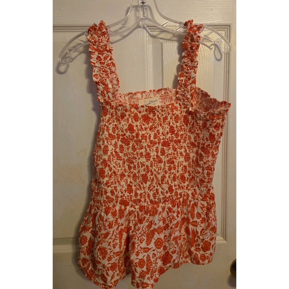 Universal Thread Size Large Red And White Flower Design Tank Top